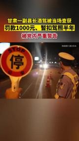甘肃一副县长酒驾被当场查获：罚款1000元、暂扣驾照半年，被党内严重警告