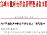 宣城調整住房公積金月繳存額上下限