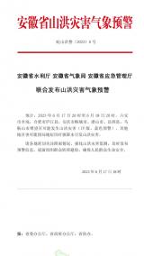 安徽三部门联合发布山洪预警