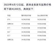 蔚来宣布调整全系新车价格及首任车主用车权益           