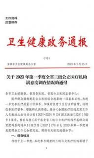 皖衛附院喜獲全省三級公立醫療機構滿意度調查第一名