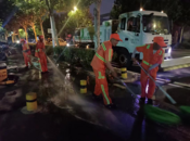 肥西縣：夜間大清洗 給城市“洗個(gè)澡”