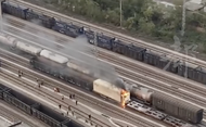 突發！鄭州一貨運列車發生火災