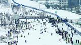 蚌埠：雪后“靓淮河” 化作滑雪场