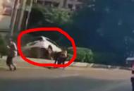 重慶一小車沖出馬路墜進(jìn)小區(qū) 物業(yè)稱有居民被砸中