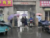安慶城市防洪墻閘口放下第一塊閘門
