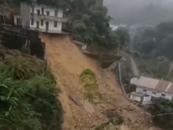 廣西一水庫邊山體滑坡房屋一側懸空