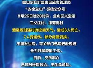 山东临沂两村遭遇短时强对流极端天气，致3死7伤
