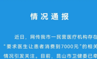 醫(yī)院要求醫(yī)生讓患者消費(fèi)到7000元？江蘇昆山市衛(wèi)健委：成立專項(xiàng)調(diào)查組