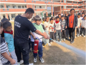 濉溪縣百善中心小學開展消防安全演練