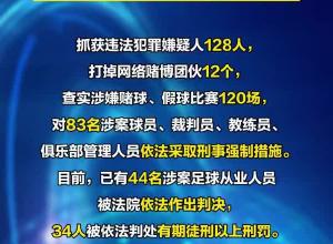 整治足球职业联赛“假赌黑” 44人终身禁止从事足球行业