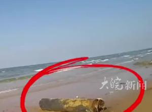 威海海滩漂来甲午战争鱼雷，钢印编号清晰可见，被中国甲午战争博物院永久收藏