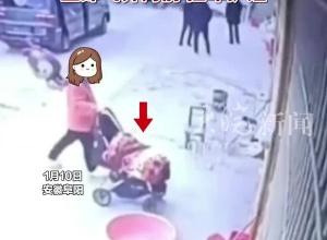 婴儿车溜坡，滑向马路，这一幕恰好被一名公益救援勇士看见，他飞奔向前，拦车护娃