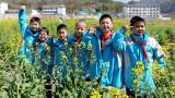 岳西县河图辅导小学劳动教育基地多彩油菜展春日画卷